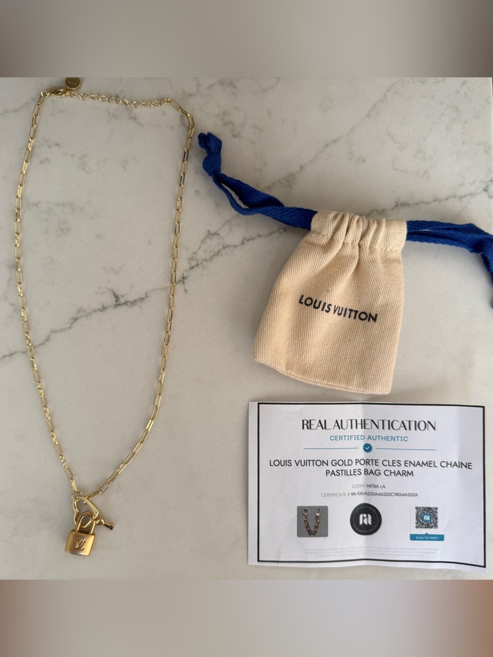 Upcycled Louis Vuitton Padlock Charm Necklace